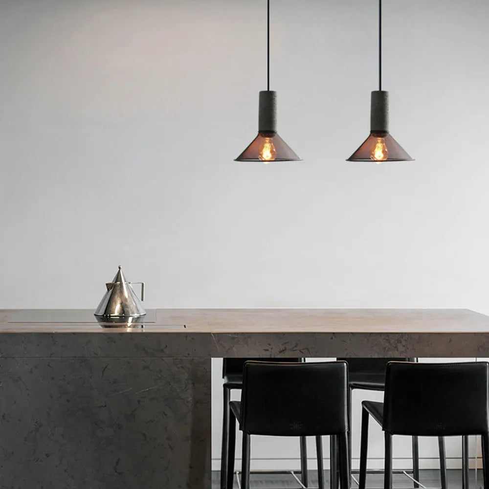 Xenith Industrial Cylindrical Pendant Light, Cement/Metal - Lamp Outdoor