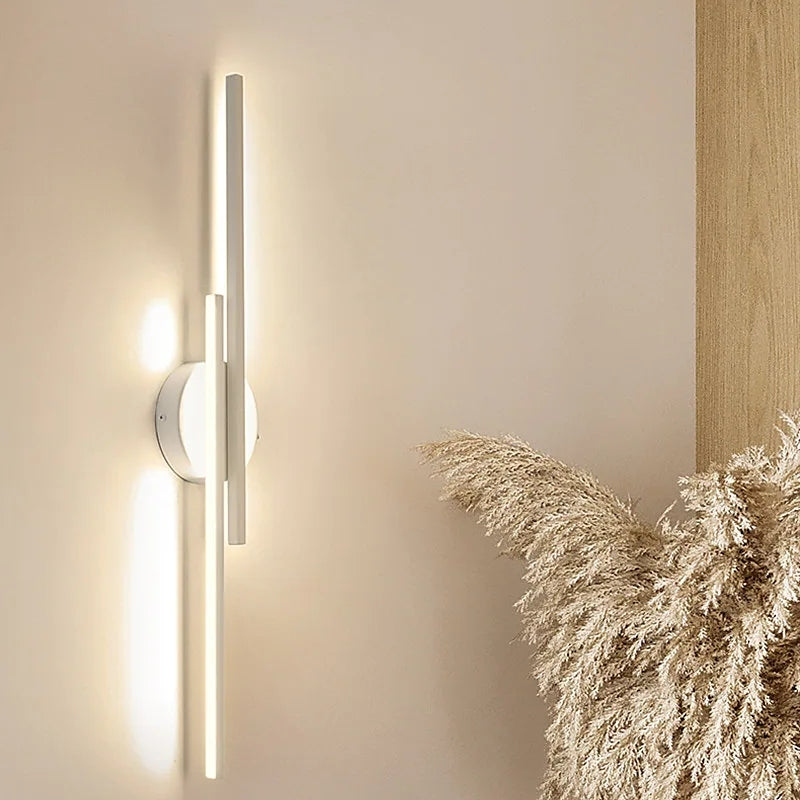 Elgo Modern Nordic Disc/Linear Metal LED Wall Lamp, Black/White - Lamp Outdoor