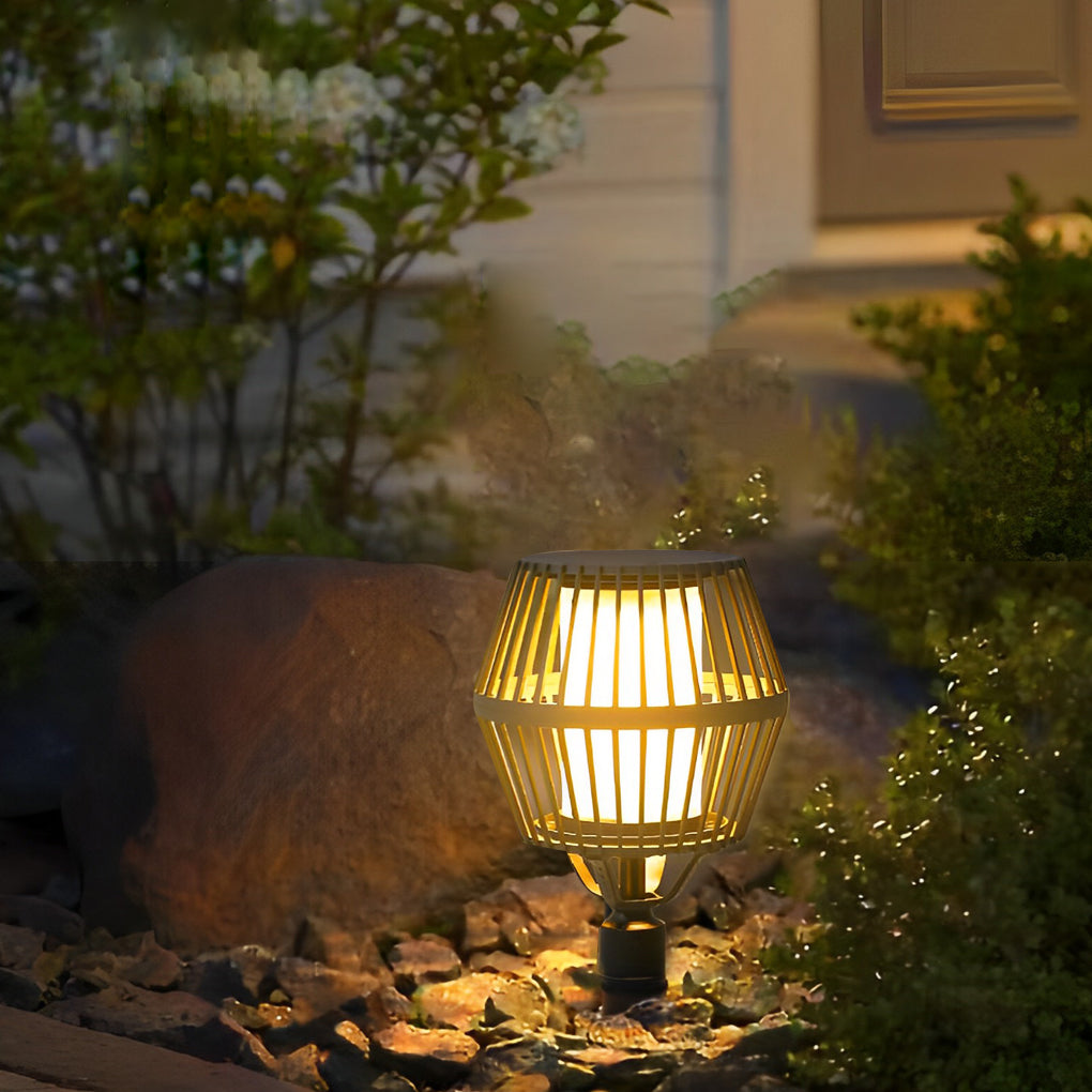 Modern Matte Black Solar Caged Lanterns - Lamp Outdoor