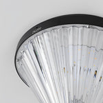 Round Solar LED Outdoor Lights in Black with Ribbed Lampshade - Lamp Outdoor