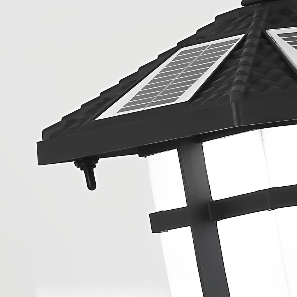 Modern Solar LED Bollard Lights with Ancient Asian Style Top Waterproof Outdoor Light - Lamp Outdoor
