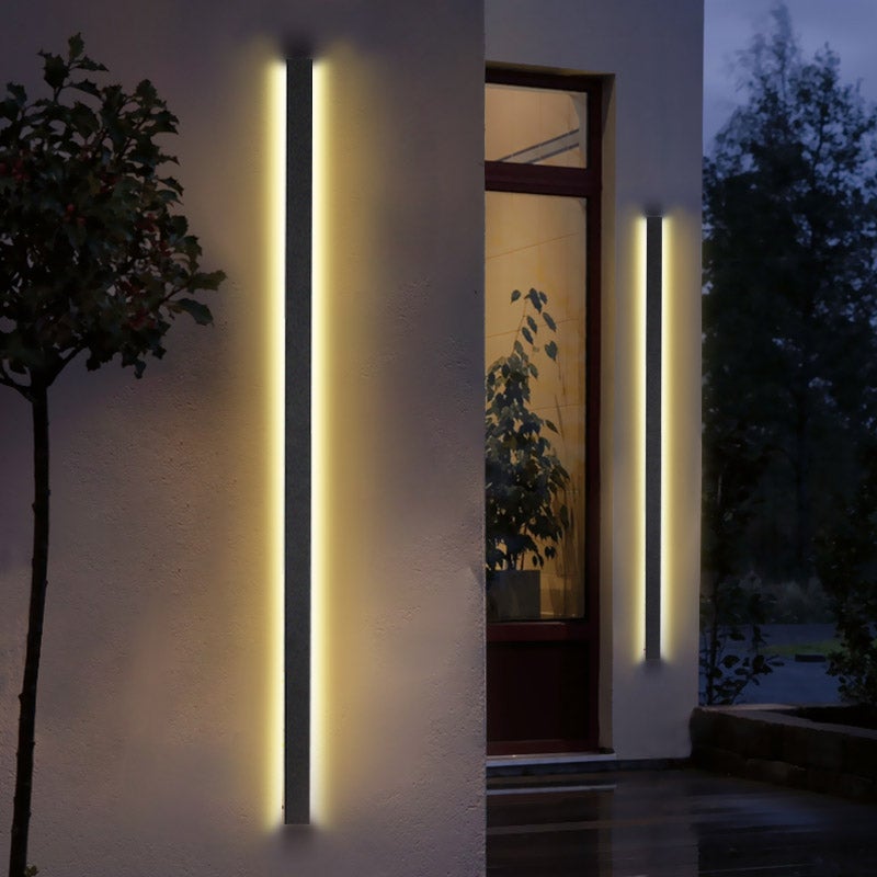 LED Long Linear Metal Waterproof Black Minimalist Outdoor Wall Lights - Lamp Outdoor