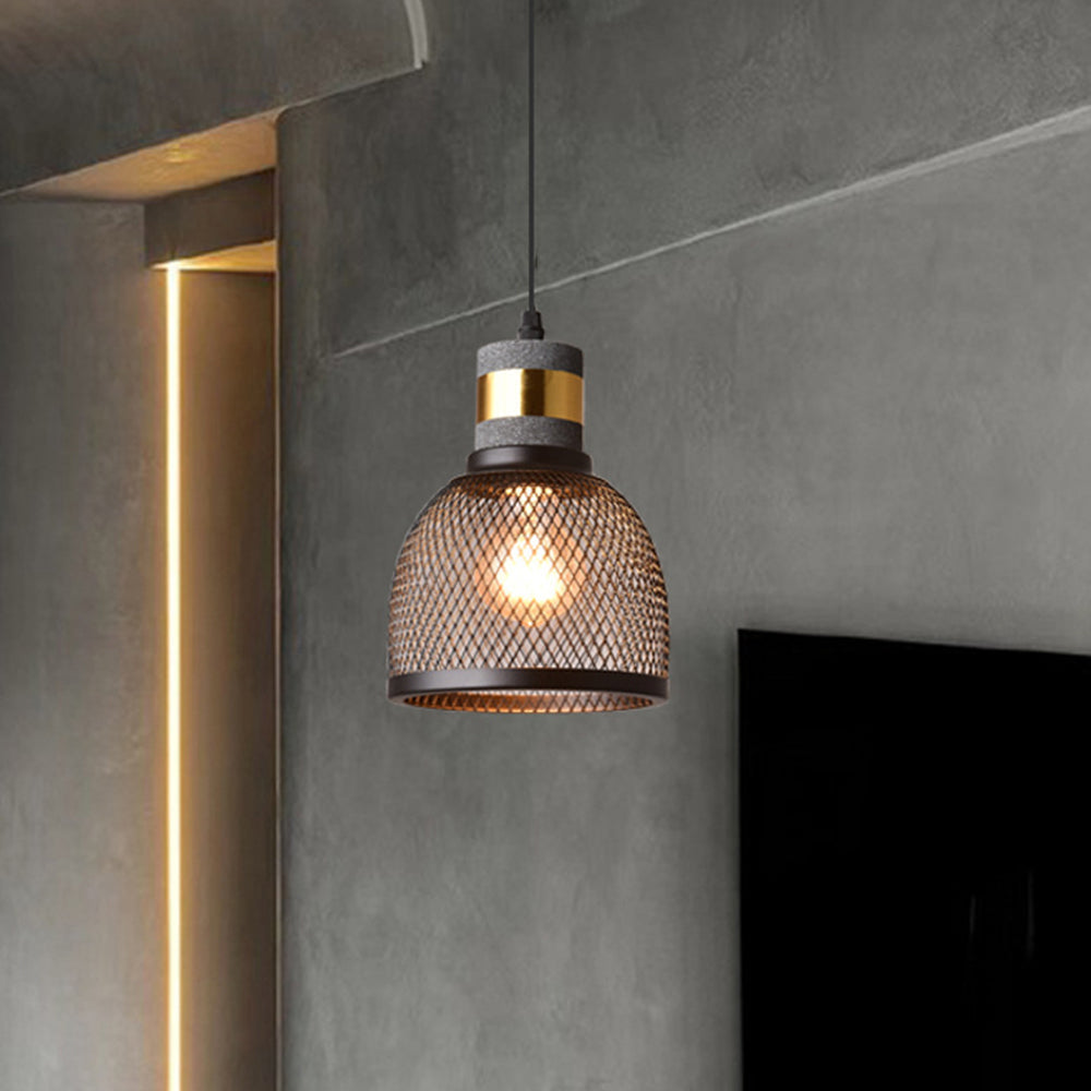 Xenith Industrial Cylindrical Pendant Light, Cement/Metal - Lamp Outdoor