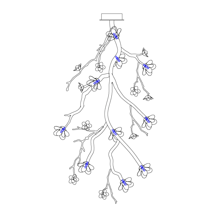 Large Long Branch Flower Chandelier - Lamp Outdoor