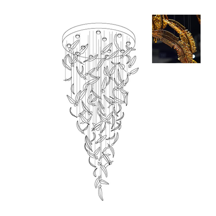 Aetherial Glass Leaf Chandelier - Lamp Outdoor
