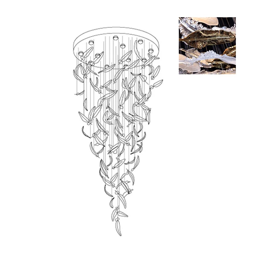 Aetherial Glass Leaf Chandelier - Lamp Outdoor