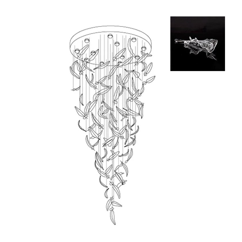 Aetherial Glass Leaf Chandelier - Lamp Outdoor