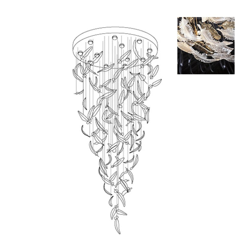 Aetherial Glass Leaf Chandelier - Lamp Outdoor