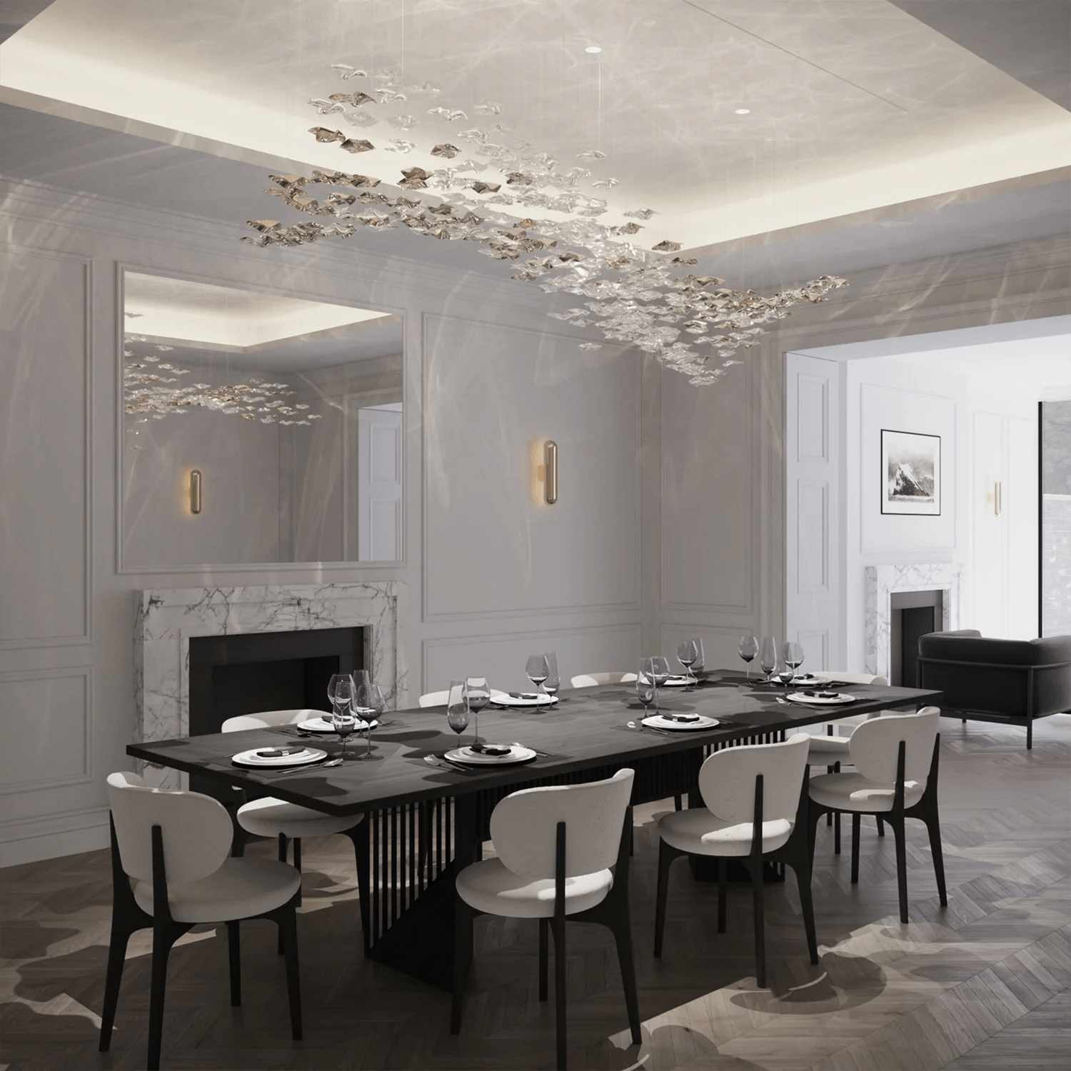 Nephele Crystal Leaf Chandelier - Lamp Outdoor
