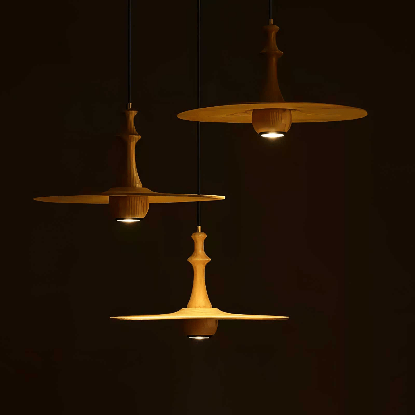Wooden Spin Pendant Light - Lamp Outdoor