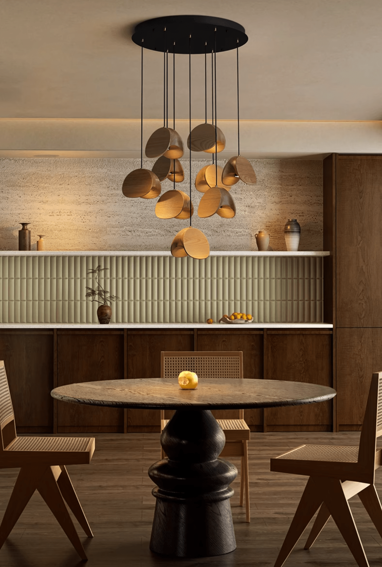 Tavro Minimalist Wood Pendant Light - Lamp Outdoor