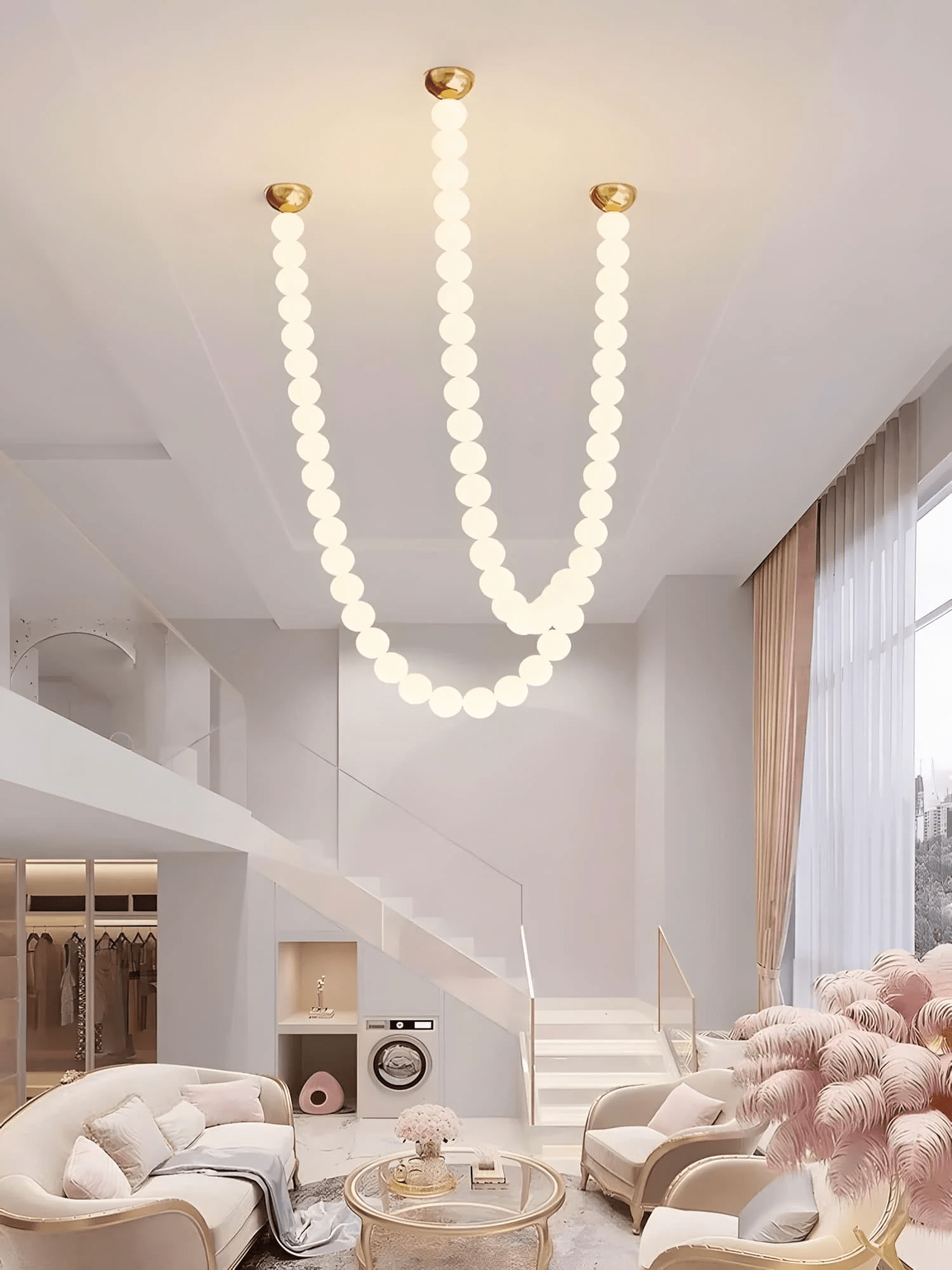 PearlCascade Glass Bead Chandelier - Lamp Outdoor