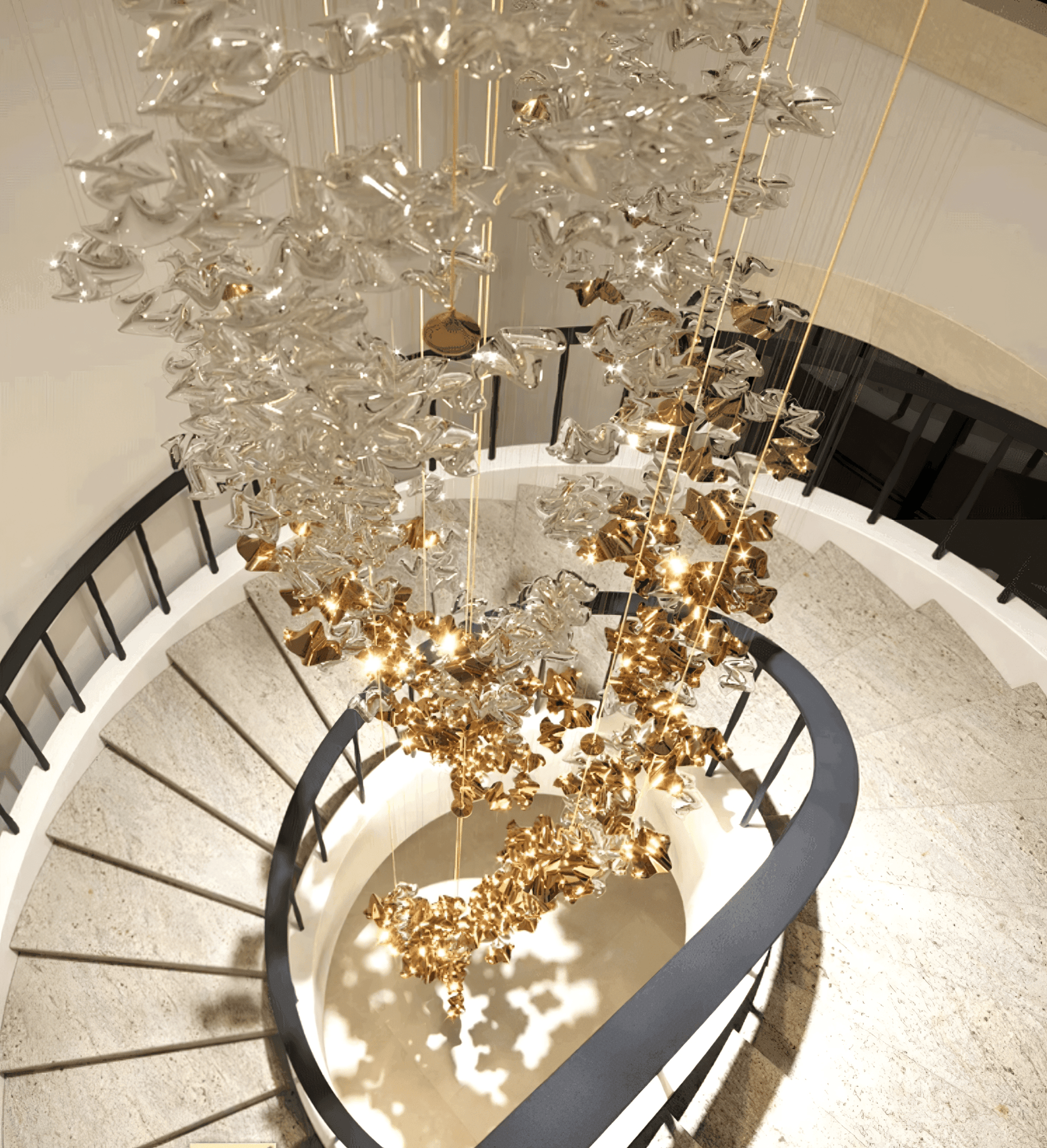 Nephele Crystal Leaf Chandelier - Lamp Outdoor