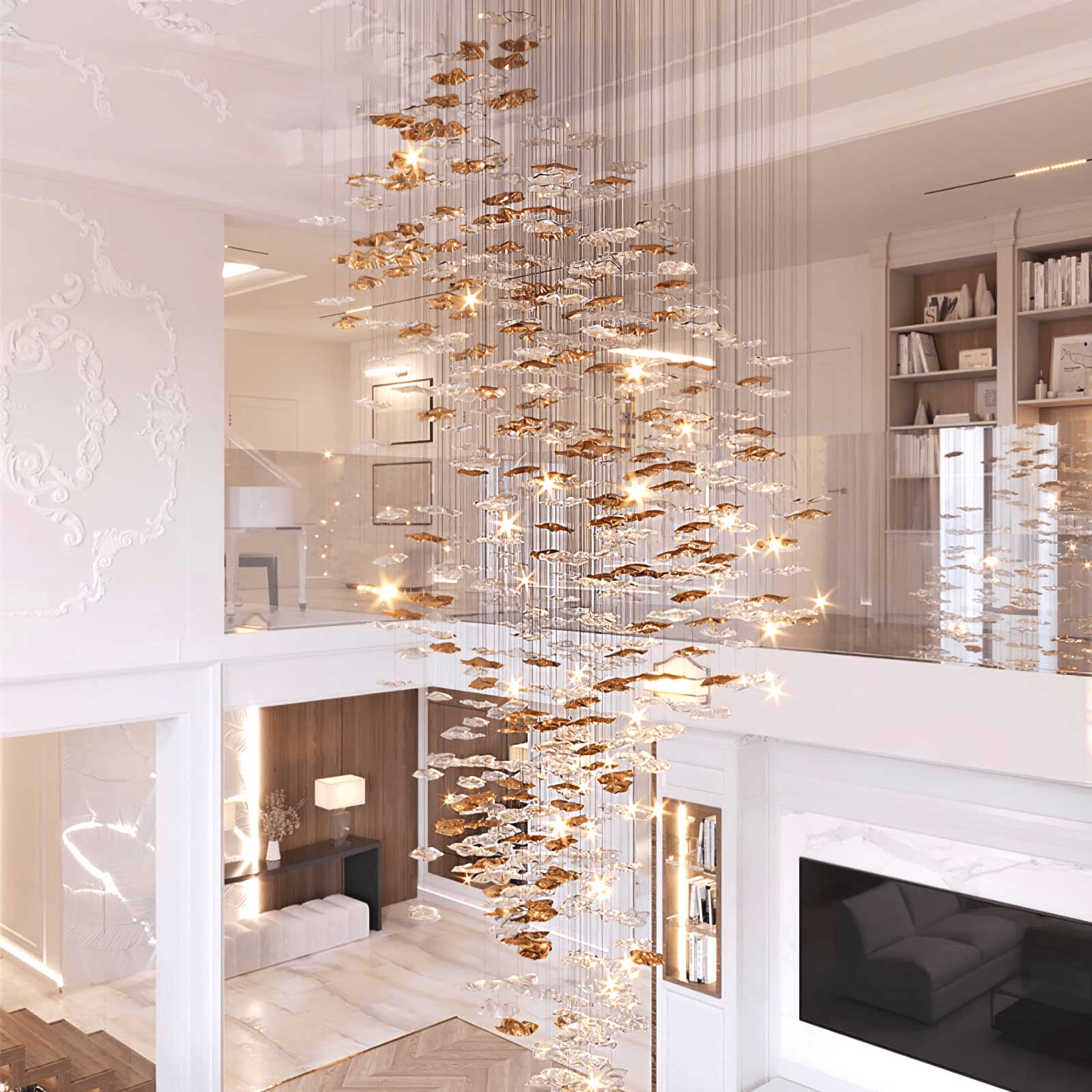 Nephele Crystal Leaf Chandelier - Lamp Outdoor