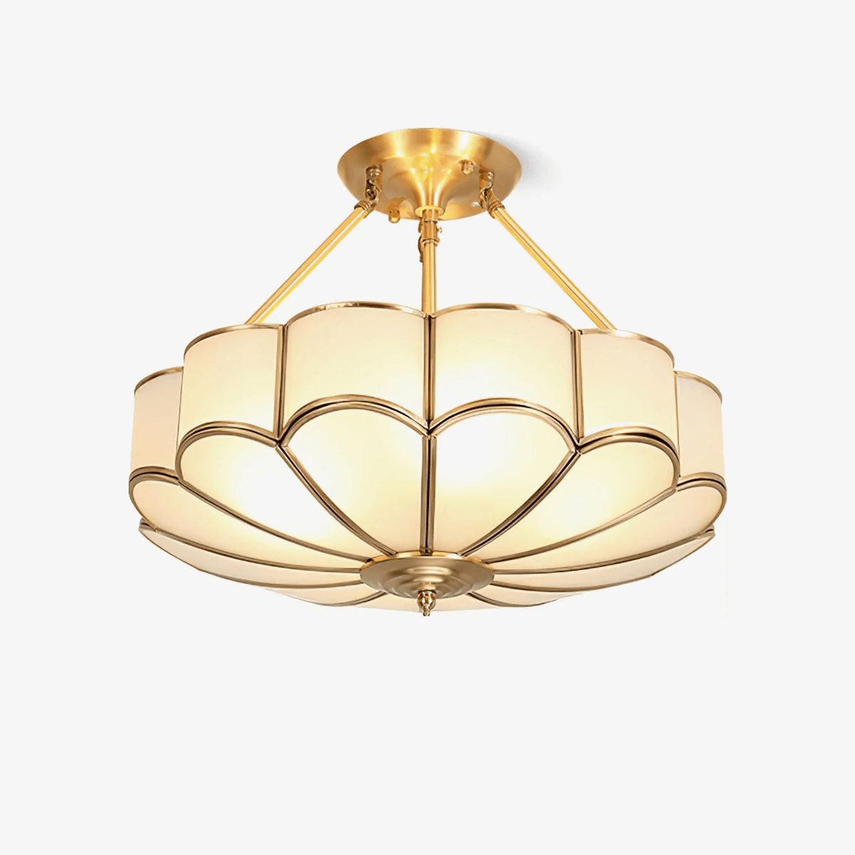 Solara Ceiling Light Frosted Glass Petal Brass Art - Letslighting