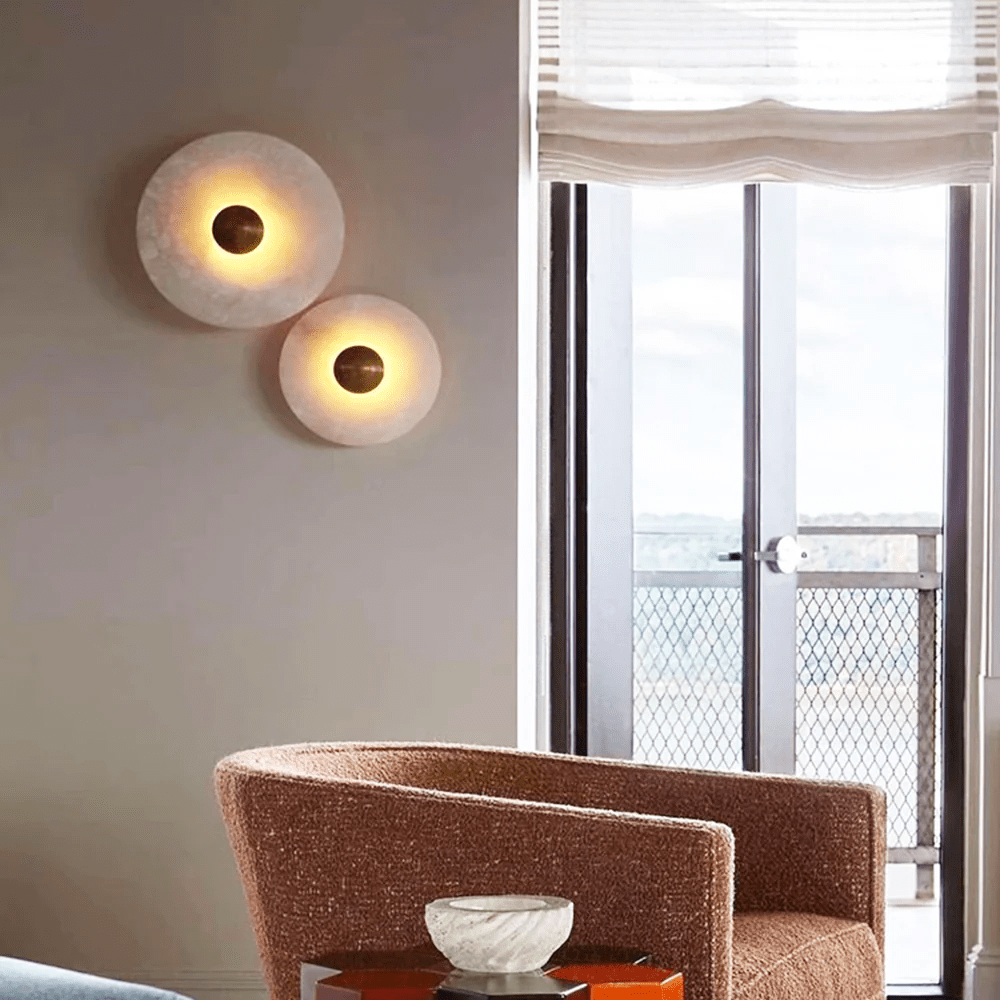 Selene Minimalist Alabaster Ceiling Light - Lamp Outdoor