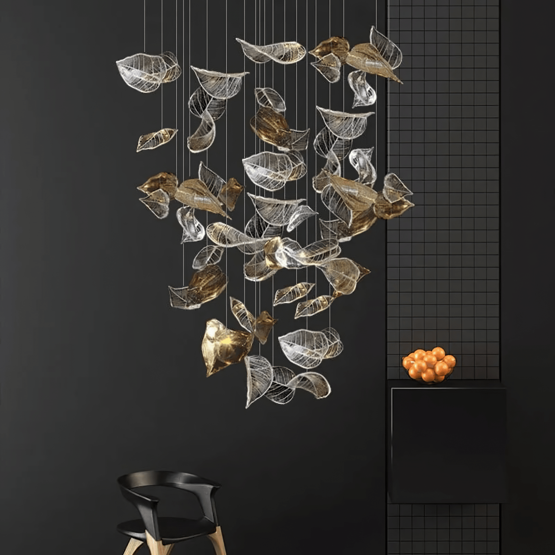 Cesilila Iridescent Metal Leaf Pendant Light - Lamp Outdoor