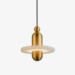 Orion Brushed Brass Alabaster Pendant Light - Lamp Outdoor