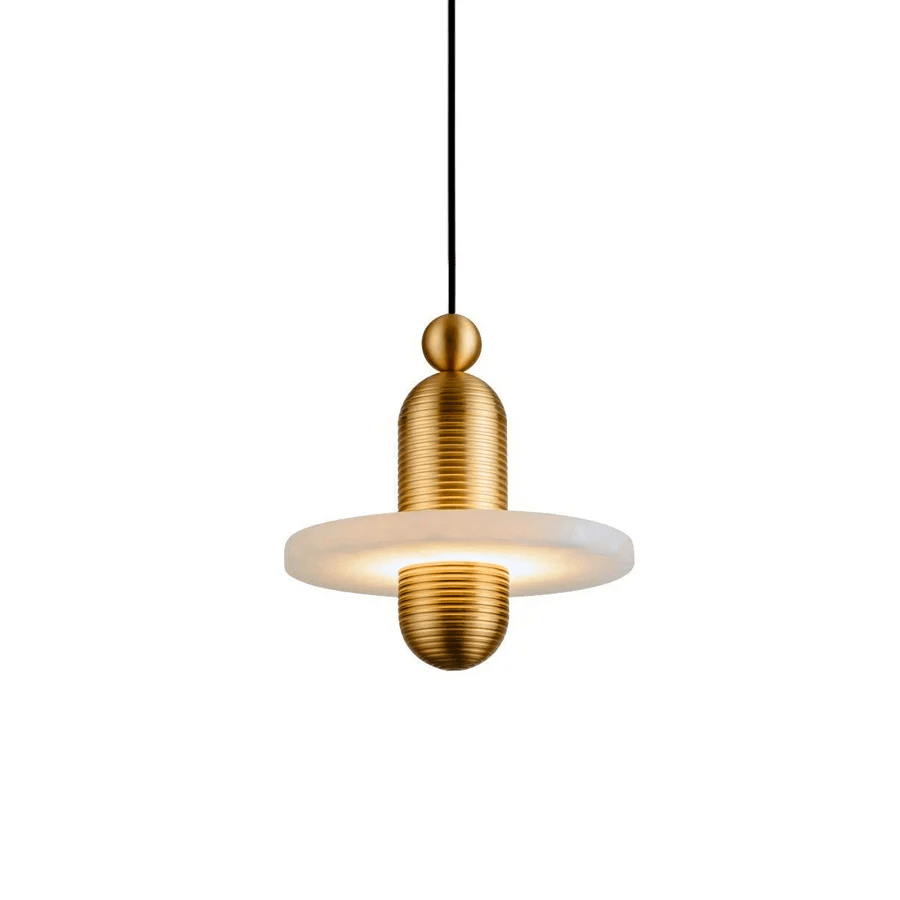 Orion Brushed Brass Alabaster Pendant Light - Lamp Outdoor