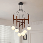 Xylocube Geometric Wood Globe Pendant Light - Lamp Outdoor