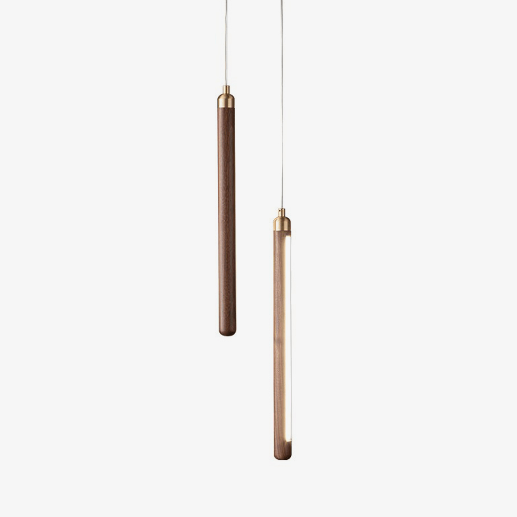 Kyoto Walnut Brass Linear Pendant Light - Lamp Outdoor