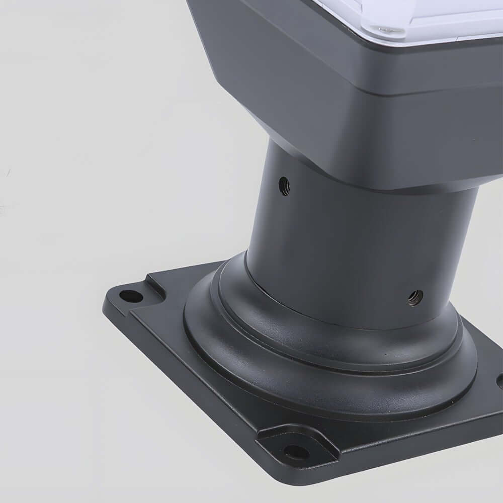 17.9-Inch Black Square Solar LED Pier Mount Post Light - Lamp Outdoor