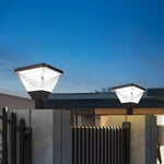 17.9-Inch Black Square Solar LED Pier Mount Post Light - Lamp Outdoor