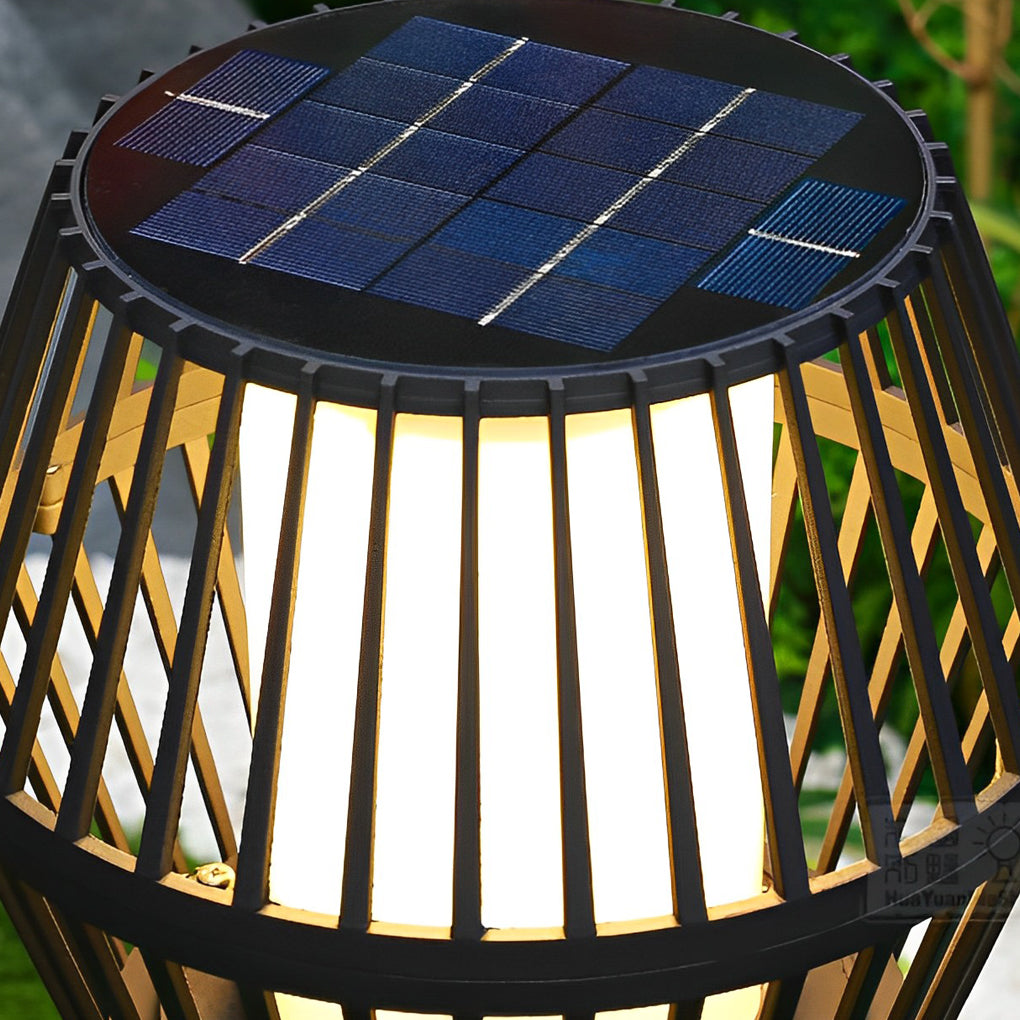 Modern Matte Black Solar Caged Lanterns - Lamp Outdoor