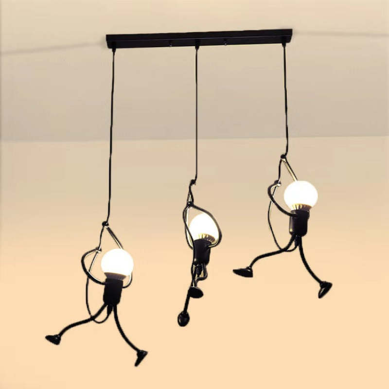 Miro Retro Modern Iron Man Pendant Light, Black - Lamp Outdoor