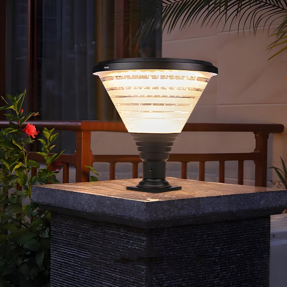 18.9-Inch H 1-Light Black Round Pier Mount Post Light - Lamp Outdoor