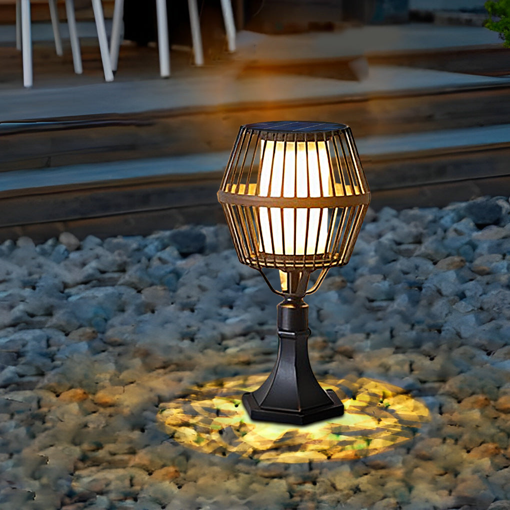 Modern Matte Black Solar Caged Lanterns - Lamp Outdoor