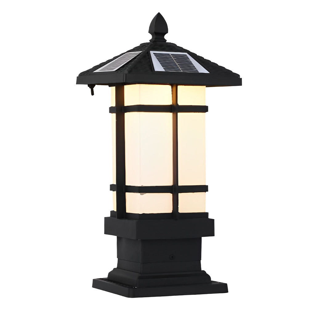 Waterproof Dimming with Remote Black Vintage Solar Fence Post Lights - Lamp Outdoor