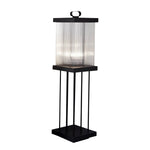 Portable Solar Lantern in Square Rippled Glass Design with Waterproof Black Finish - Lamp Outdoor