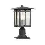 Striped Glass Shade LED Waterproof Black Modern Outdoor Post Lights - Lamp Outdoor