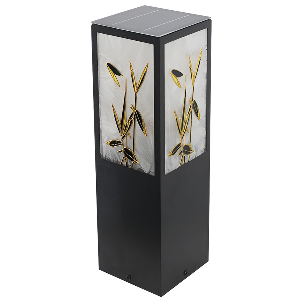 Vintage Square Solar LED Path Light Artistic Floral Landscape Bollard Lights - Lamp Outdoor