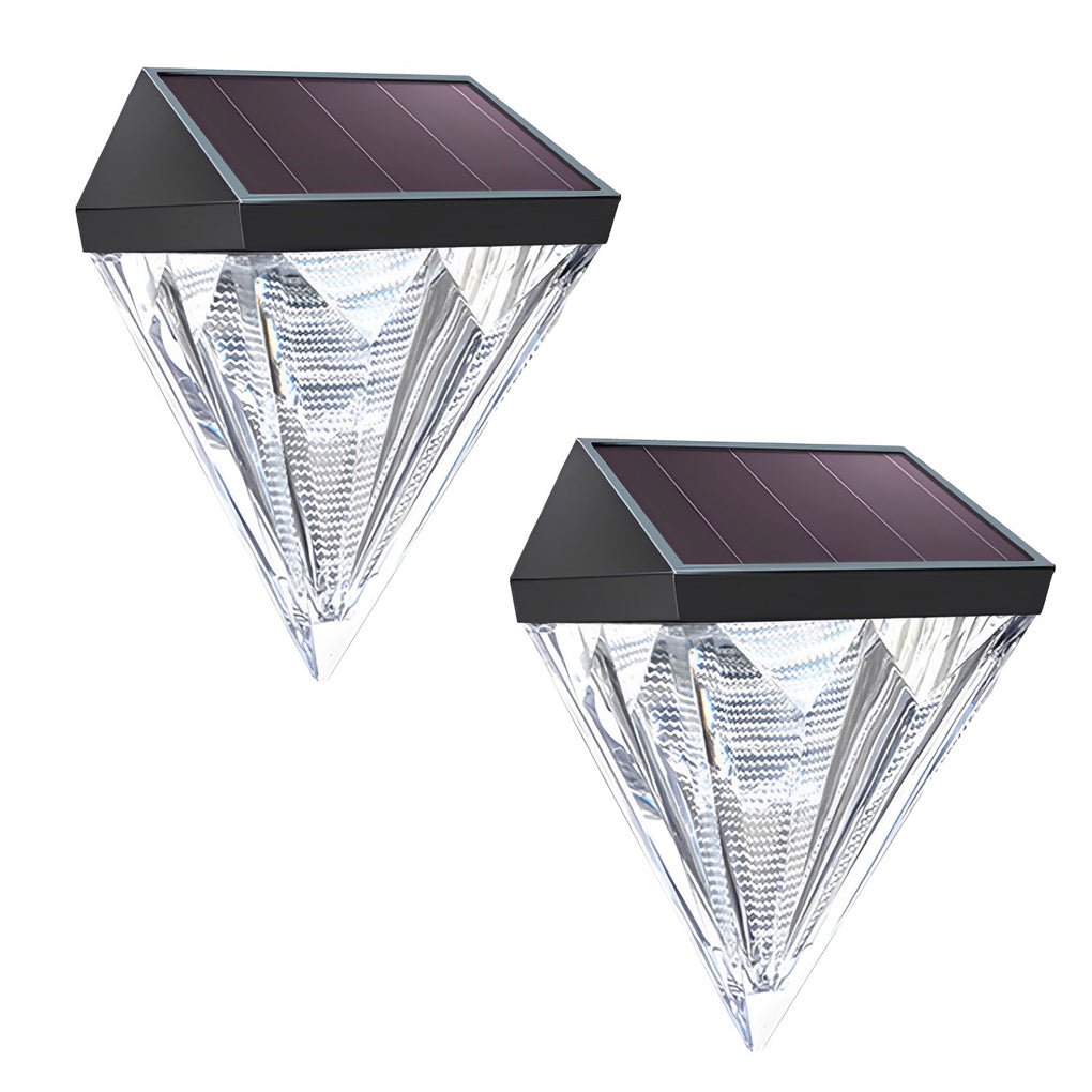 2PCS Geometric LED Waterproof Black Solar Wall Lamp Outdoor Wall Lights Fixture - Lamp Outdoor