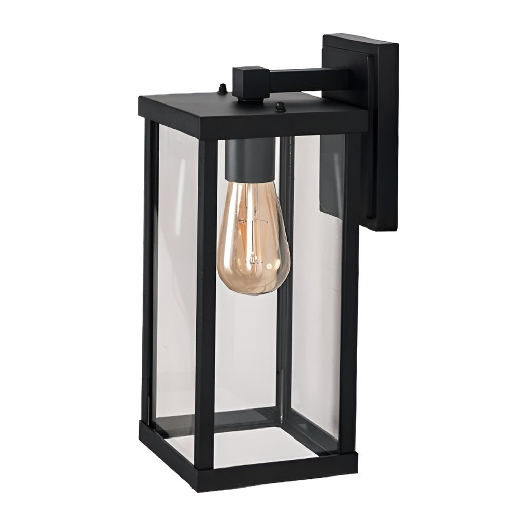 Rectangular Glass Waterproof Black Modern Outdoor Wall Lamp Exterior Lights - Lamp Outdoor