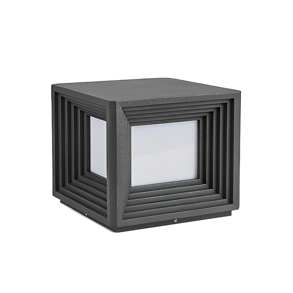 Square Creative Waterproof LED Black Modern Solar Post Caps Lights - Lamp Outdoor