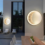 Round Resin Moon Crescent LED Hardwired Outdoor Wall Light - Lamp Outdoor