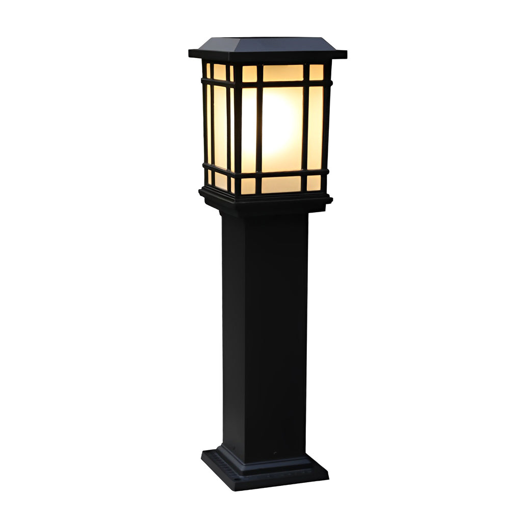 Black Solar Pathway Bollard Lights Three-Step Dimming Outdoor Lighting - Lamp Outdoor