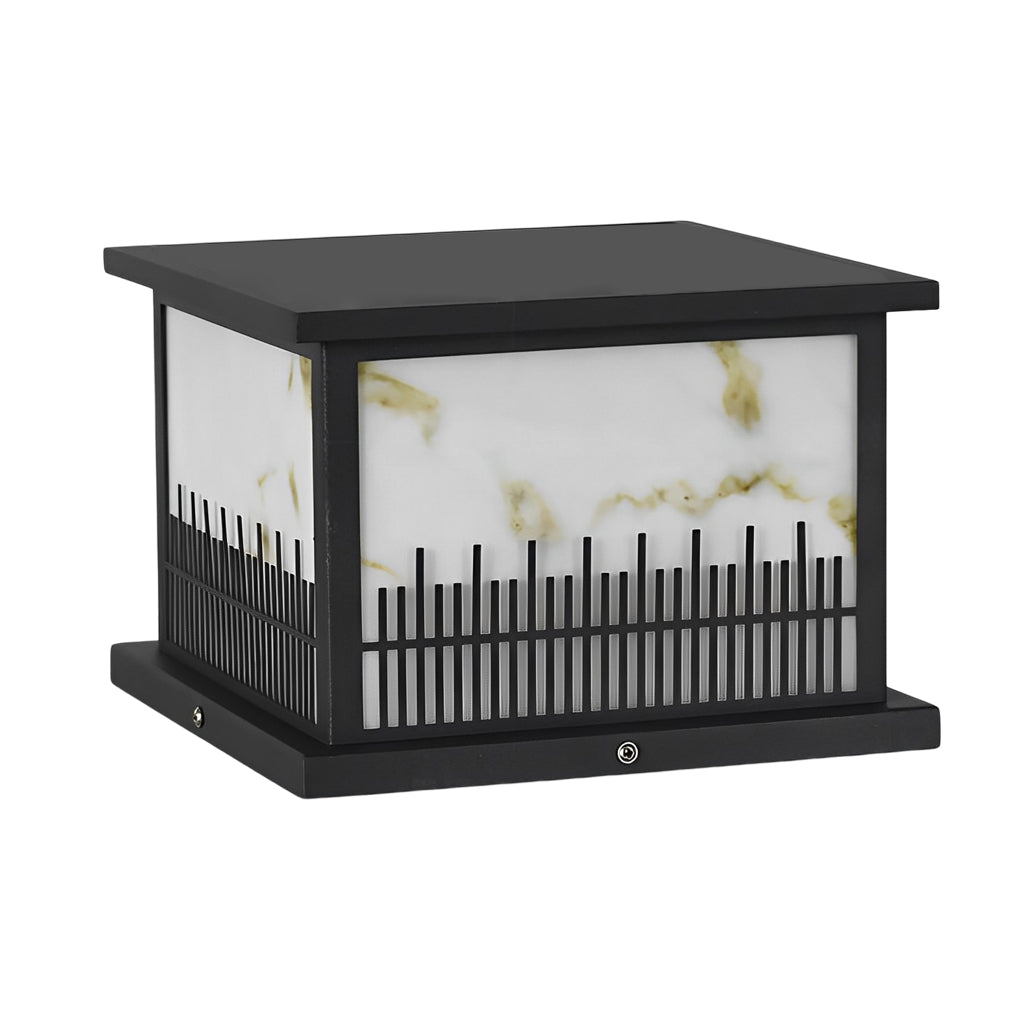 Square Waterproof 3 Step Dimming Black Retro Solar Fence Post Lights - Lamp Outdoor