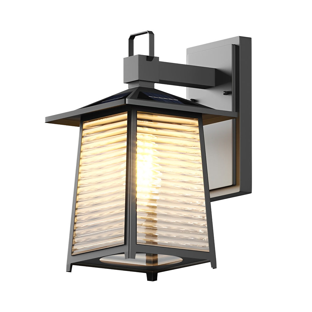 Waterproof Thickened Glass Black Retro Solar Outdoor Wall Lights - Lamp Outdoor
