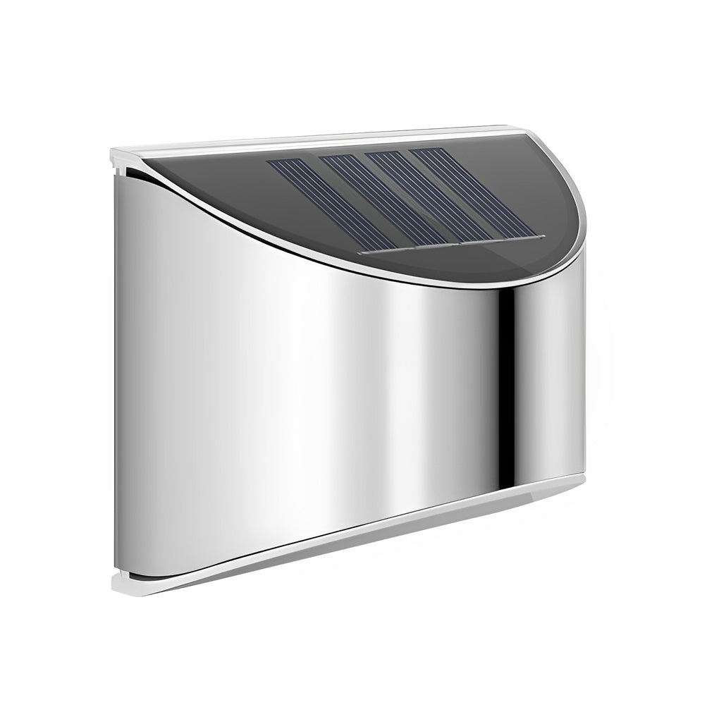Stainless Steel Minimalist Waterproof Silver Modern Solar Wall Lamp - Lamp Outdoor