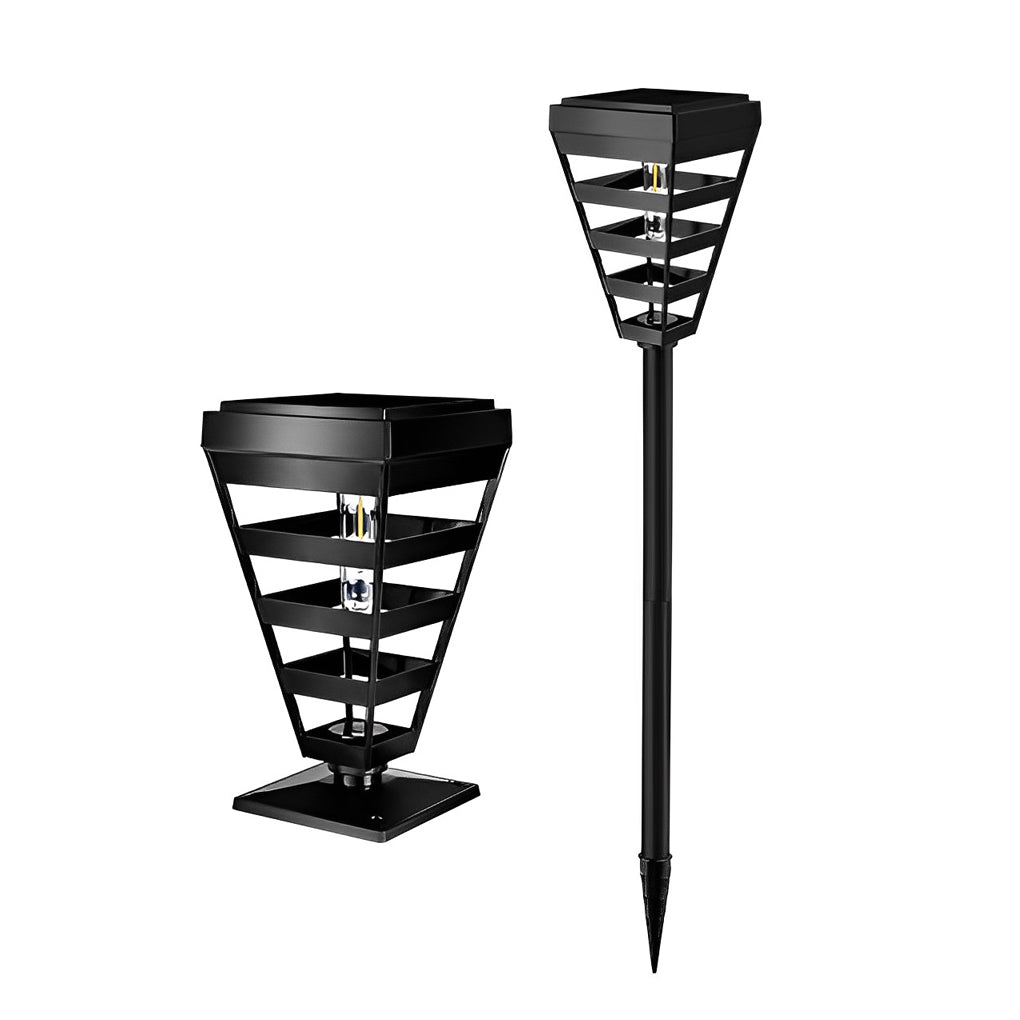 Smart Solar Black Outdoor Post Light Weatherproof LED Lawn Lamp with Intelligent Light Control - Lamp Outdoor