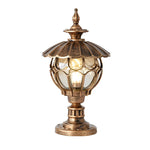 Flower Ball Cognac Glass Waterproof European Style Outdoor Pillar Lamp - Lamp Outdoor