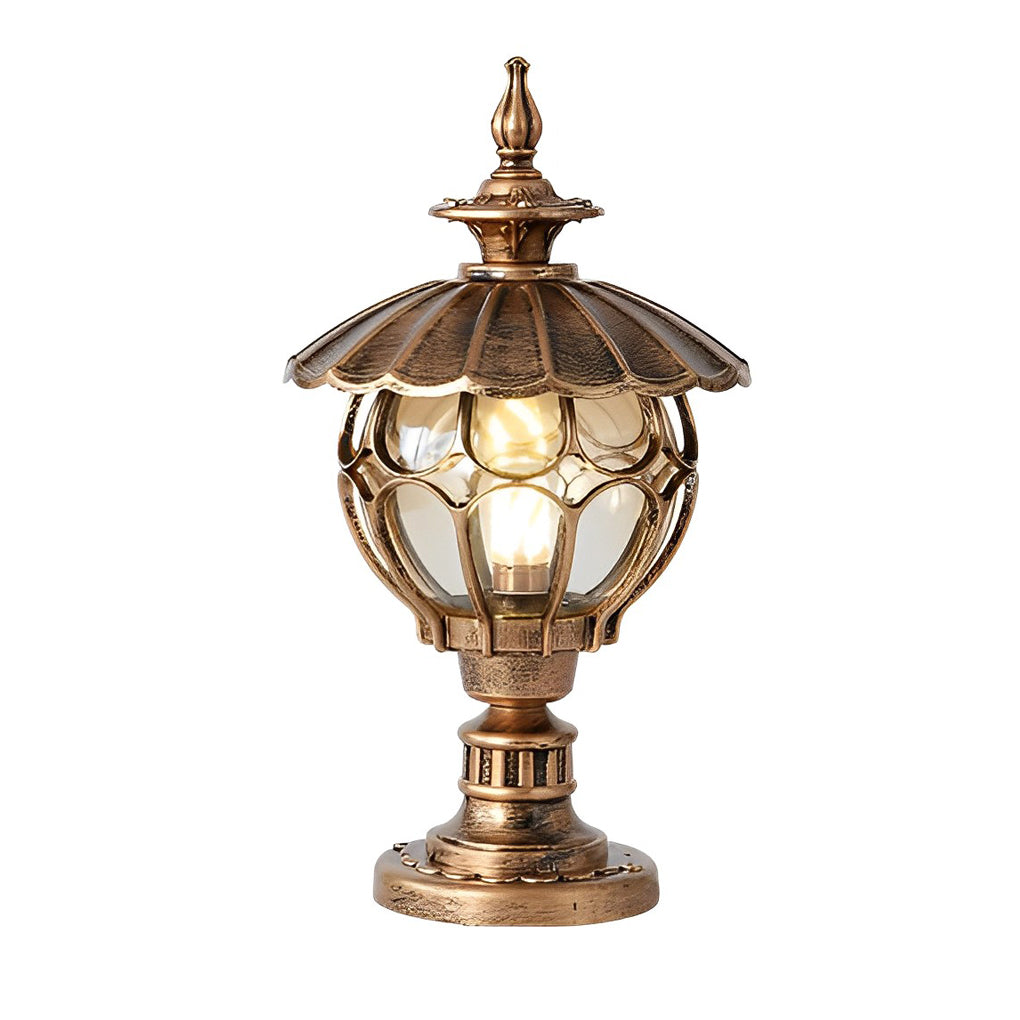 Flower Ball Cognac Glass Waterproof European Style Outdoor Pillar Lamp - Lamp Outdoor