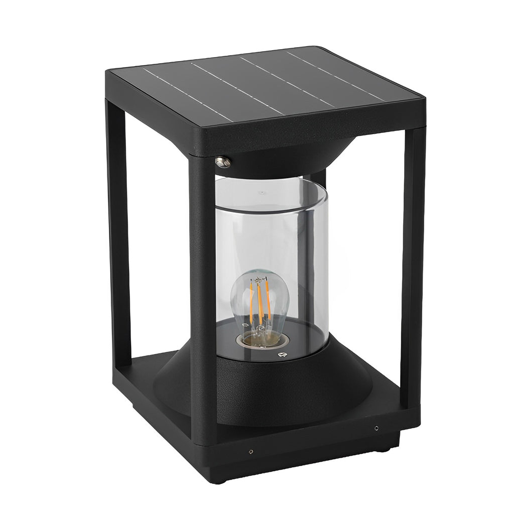 Square Minimalist Waterproof LED Black Modern Solar Fence Post Lights - Lamp Outdoor