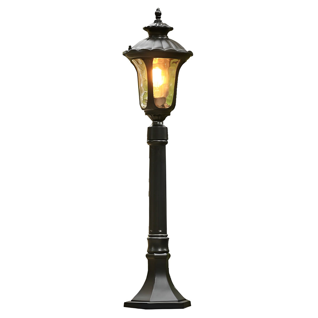 Vintage Classic Black LED Outdoor Lawn Post Light with Water Glass Lens - Lamp Outdoor