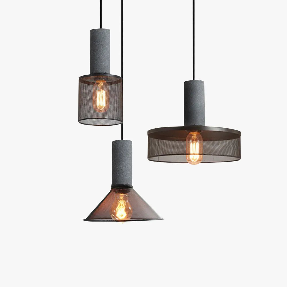 Xenith Industrial Cylindrical Pendant Light, Cement/Metal - Lamp Outdoor