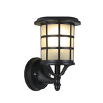 Retro Round Three Step Dimming Black European-style Solar Wall Sconces - Lamp Outdoor